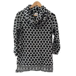 Gretchen Scott Cotton Voile Funnel‎ Cowl Neck 3/4 Sleeve Tunic Top Size Medium
